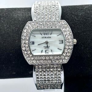 Silver Crystal Strada Cuff Watch